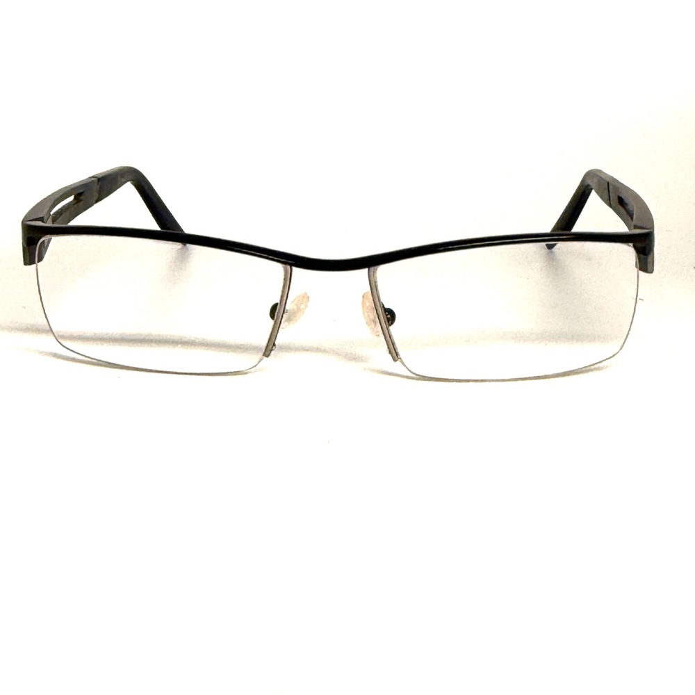 Oga Morell Eyeglasses Mens Black Silver Half Rim Rectangle Frames 23022
